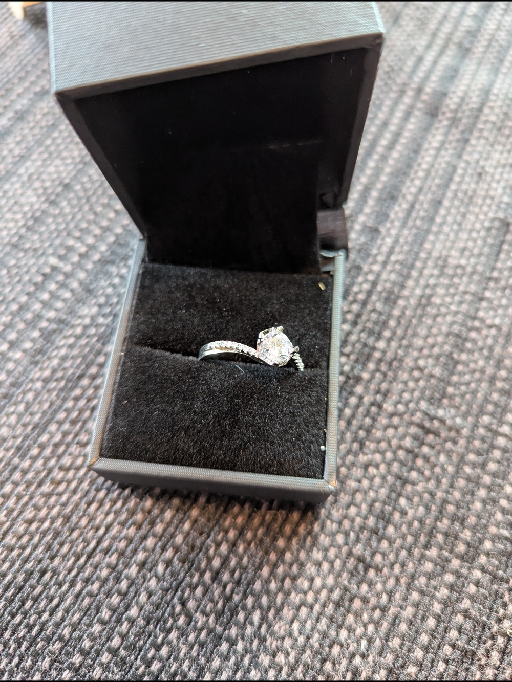 Classic Silver Solitaire Halo Engagement Ring with Clear Stone